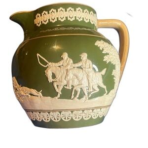 Green and Cream Ceramic Pitcher Beautiful vintage Copeland piece.